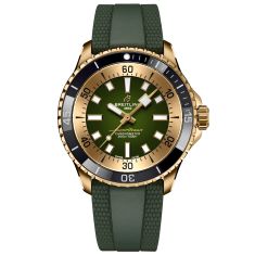 Breitling Superocean Automatic 42 Bronze Green Dial Green Rubber Strap Watch 42mm - N17375201L1S1