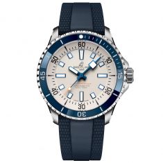 Breitling Superocean Automatic 42 Silver Dial Blue Rubber Strap Watch 42mm - A17375E71G1S1