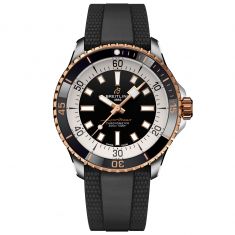 Breitling Superocean Automatic 42 Steel and Red Gold Black Dial Black Rubber Strap Watch 42mm - U17375211B1S1