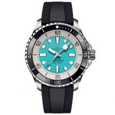 Breitling Superocean Automatic 44 Turquoise Dial Black Rubber Strap Watch 44mm - A17376211L2S1
