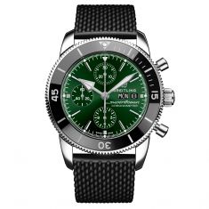 Breitling Superocean Heritage Chronograph 44 Green Dial Black Rubber Strap Watch | A13313121L1S1