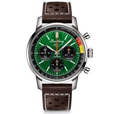 Breitling Top Time B01 Ford Mustang Green Dial Brown Leather Strap Watch | 41mm | AB01762A1L1X1