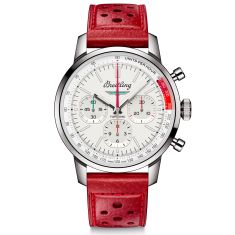 Breitling Top Time B01 Ford Thunderbird White Dial Red Leather Strap Watch | 41mm | AB01766A1A1X1