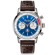 Breitling Top Time B01 Shelby Cobra Blue Dial Brown Leather Strap Watch | 41mm | AB01763A1C1X1
