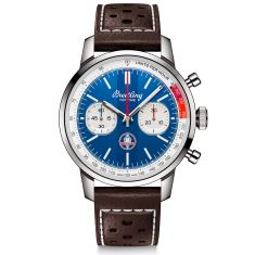 Breitling Top Time B01 Shelby Cobra Blue Dial Brown Leather Strap Watch 41mm - AB01763A1C1X1