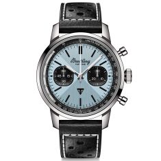 Breitling Top Time B01 Triumph Ice-Blue Dial Black Leather Strap Watch | 41mm | AB017641C1X1