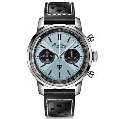 Breitling Top Time B01 Triumph Ice-Blue Dial Black Leather Strap Watch | 41mm | AB017641C1X1