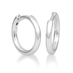 Breuning 10mm White Gold Huggie Hoop Earrings