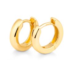 Breuning 12mm Yellow Gold Huggie Hoop Earrings