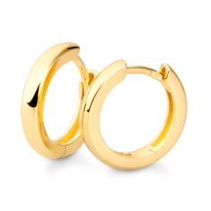 Breuning 14mm Yellow Gold Huggie Hoop Earrings