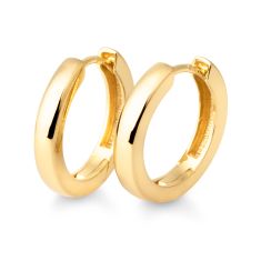 Breuning 15.5mm Yellow Gold Huggie Hoop Earrings