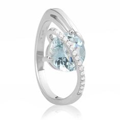 Breuning 1/10ctw Diamond Blue Topaz White Gold Ring - Size 7