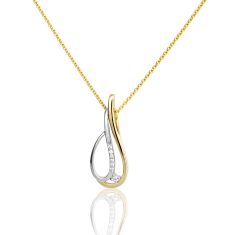 Breuning 1/20ctw Two-Tone White and Yellow Gold Pendant Necklace