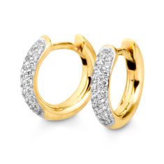 Breuning 1/3ctw Diamond 12.5mm Yellow Gold Huggie Hoop Earrings