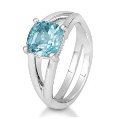Breuning Cushion Blue Topaz Sterling Silver Ring - Size 7
