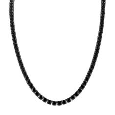 Black Spinel Tennis Necklace in Black Rhodium Plated Sterling Silver 22 Inches REEDS Jewelers