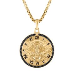 Bulova Chronos God of Time 1/4ctw Treated Black Diamond Gold-Plated Pendant Necklace