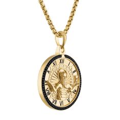 Bulova Chronos God of Time 1/4ctw Treated Black Diamond Gold-Plated Pendant Necklace