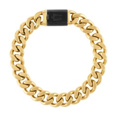 Bulova Classic Curb Chain Black and Gold-Tone Stainless Steel Bracelet | 10mm | 8 Inches