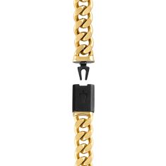 Bulova Classic Curb Chain Black and Gold-Tone Stainless Steel Bracelet | 10mm | 8 Inches
