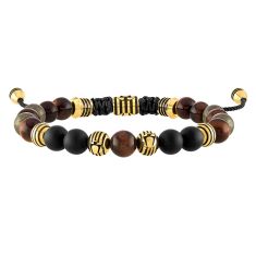 Bulova Classic Red Tiger's Eye Beaded Bolo Bracelet