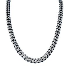 Bulova Classic Stainless Steel Curb Chain Necklace | 10mm | 24 Inches