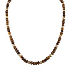 Bulova Classic Tiger's Eye and Pyrite Bead Necklace | 22 Inches