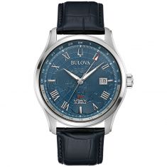 Bulova Classic Wilton GMT Automatic Black Leather Strap Watch | 43mm | 96B385