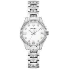 Bulova Crystal Mother-of-Pearl Dial and Stainless Steel Bracelet Watch | 28.5mm | 96L311