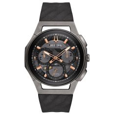 Bulova CURV Chronograph Black and Titanium Watch 98A162