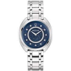 Bulova Duality Classic Diamond Accent Blue Dial Stainless Steel Watch Set | 34mm | 96X160