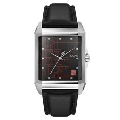 Bulova Frank Lloyd Wright December Gifts Black Leather Strap Watch | 35mm | 96A223