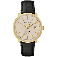 Bulova Frank Sinatra The Best is Yet to Come Black Leather Strap Watch | 40mm | 97B195