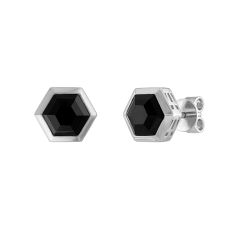 Bulova Icon Hexagon Black Spinel Sterling Silver Stud Earrings