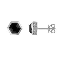 Bulova Icon Hexagon Black Spinel Sterling Silver Stud Earrings