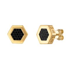 Bulova Icon 3/8ctw Treated Black Diamond Gold-Plated Hexagon Stud Earrings