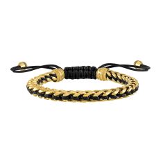Bulova Gold-Tone Stainless Steel and Black Cord Bolo Bracelet