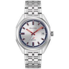 Bulova Jet Star Classic Silver Dial Stainless Steel Bracelet Watch Set 40mm - 96K112