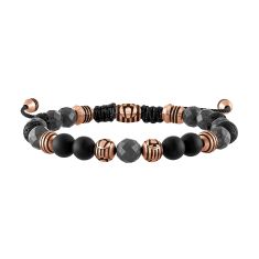 Bulova Latin GRAMMY® Black Onyx Rose Gold-Tone Bolo Bracelet