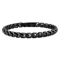 Esquire men's black braided leather anchor bracelet new arrivals in stainless steel