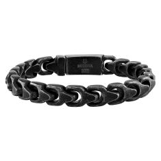 Bulova Link Antique Finish Black-Tone Stainless Steel Bracelet | 10mm