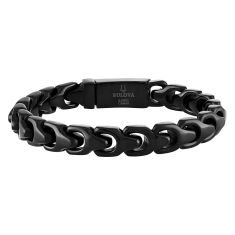 Bulova Link Black-Tone Stainless Steel Bracelet | 10mm