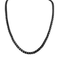 Bulova Link Black-Tone Stainless Steel Chain Necklace | 8mm | 24 Inches