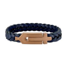 Bulova Link Nautical Rope Navy Leather Bracelet
