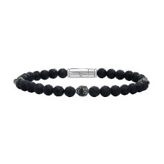 Bulova Marc Anthony Classic Black Onyx Sterling Silver Bracelet - 6mm