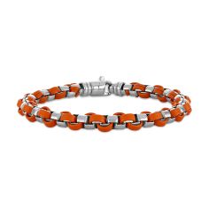 Bulova Marc Anthony Classic Orange Leather Rhodium-Plated Bracelet - 8.5 inches