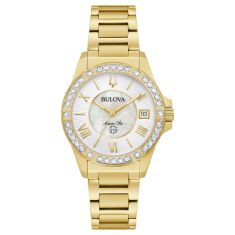 Bulova Marine Star Diamond Bezel and Gold-Tone Bracelet Watch | 32mm | 98R294