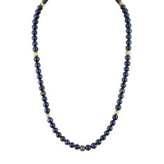 Bulova Marine Star Navy Freshwater Cultured Pearl and 1/4ctw Diamond Necklace | 22 Inches