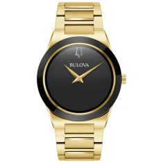 Bulova Millennia Black Dial Gold-Tone Stainless Steel Watch 41mm - 97A183