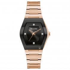 Bulova Modern Gemini Diamond Dial and Rose Gold-Tone Bracelet Watch | 30mm | 97P158